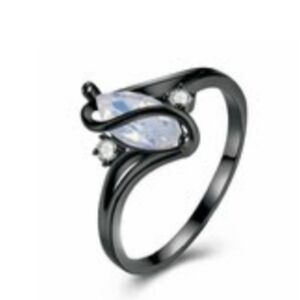 New Marquise Cut Aurora Borealis Black Gold Filled Ribbon Ring.